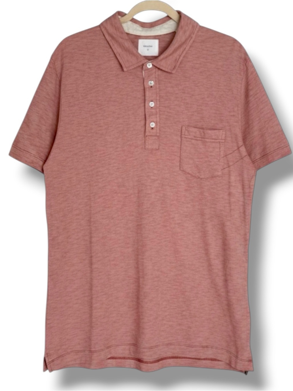 Billy Reid Pensacola Polo Heather Red Striped Pocket Shirt XL